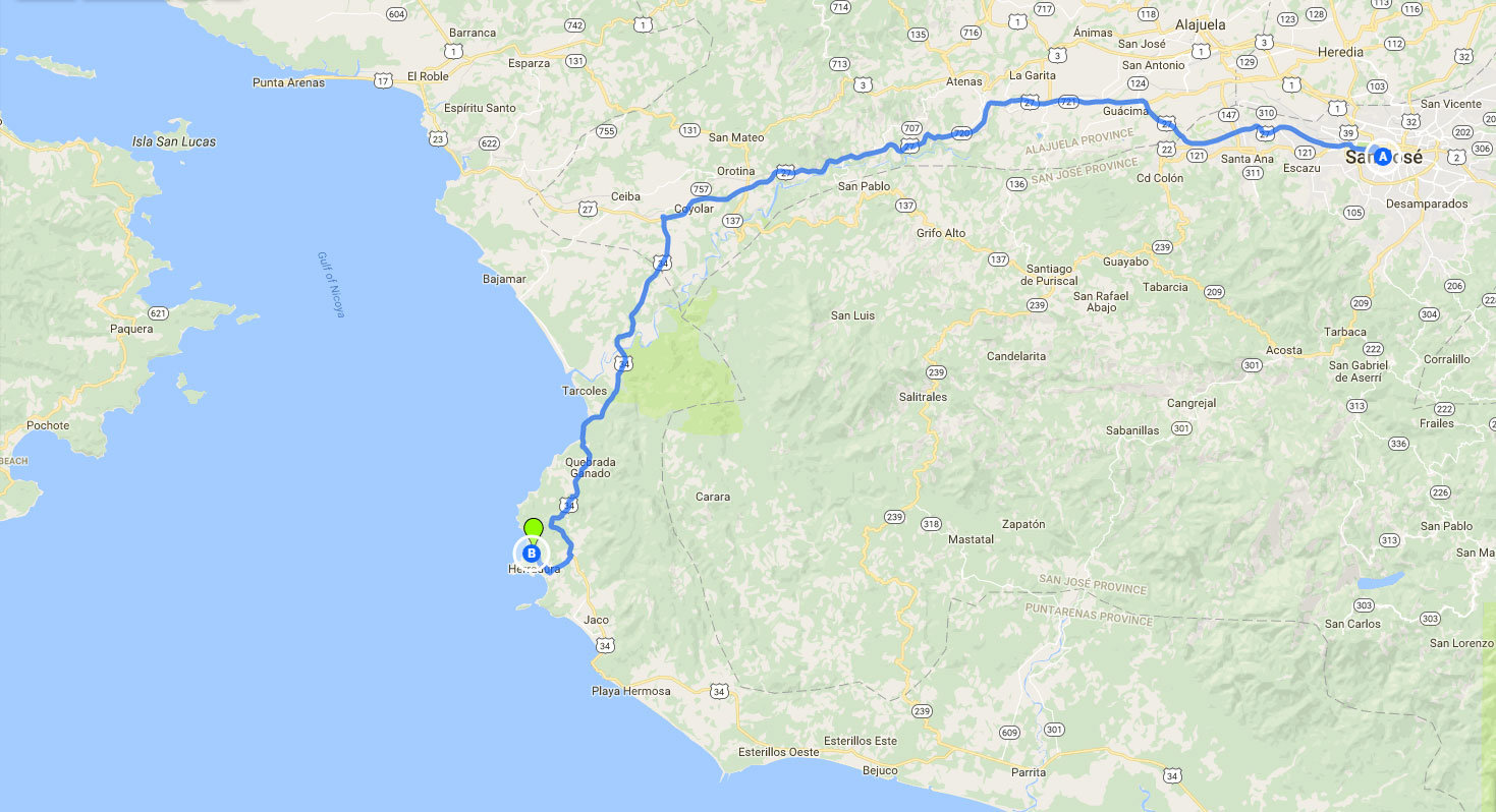 map to go to villa caletas